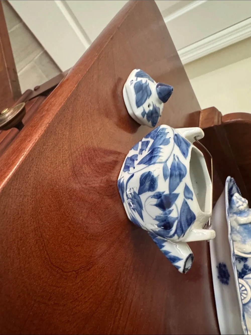 Pier 1 blue and white mini teapot